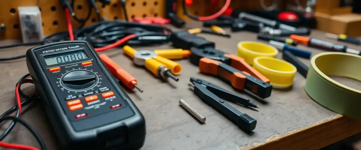 Ferramentas elétricas profissionais numa bancada de trabalho